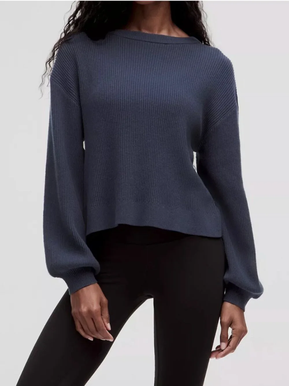 Lululemon Reversible Crossover Sweater Bone Rib Knit XS LUXE